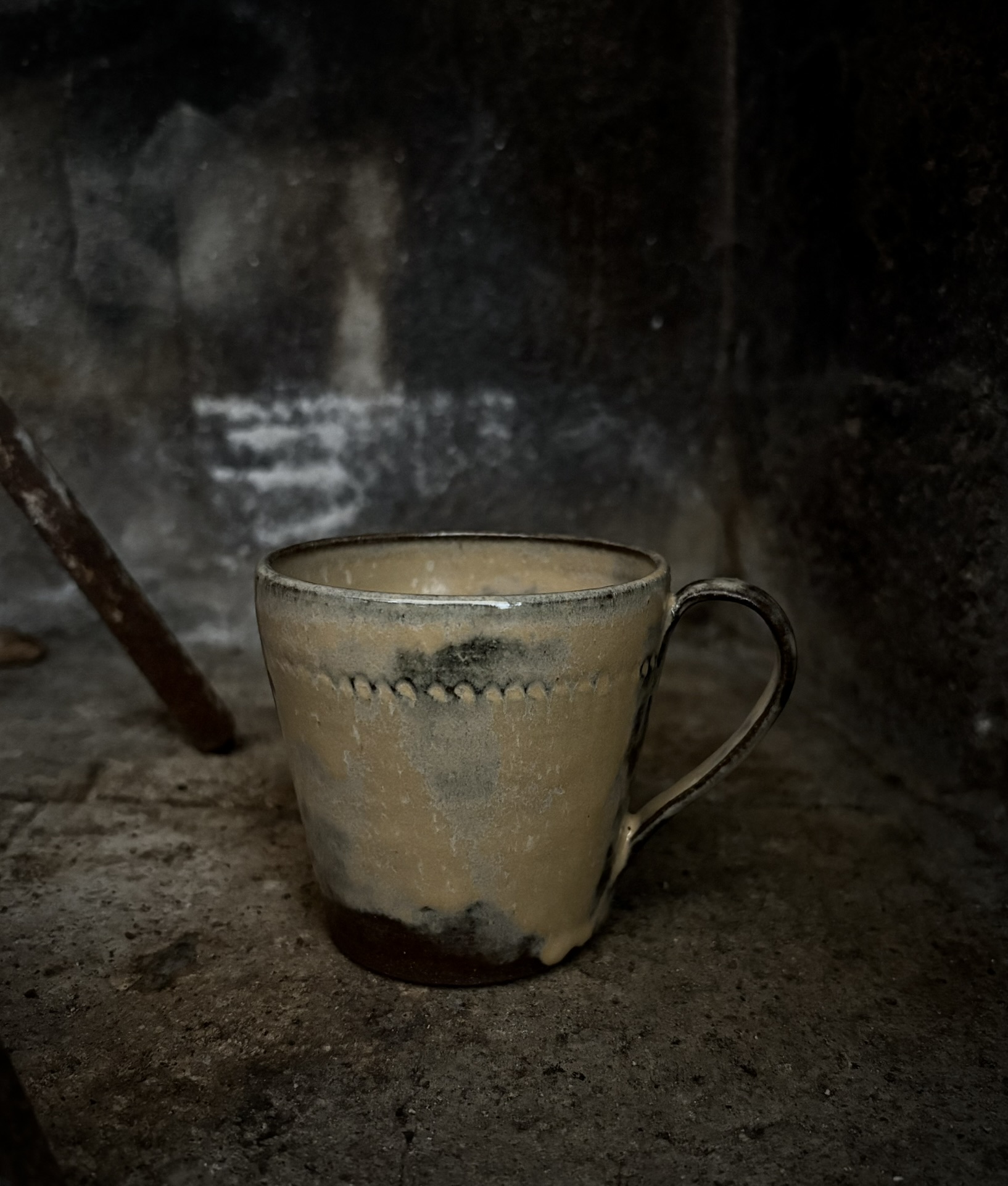 Handmade wheel-thrown stoneware mug