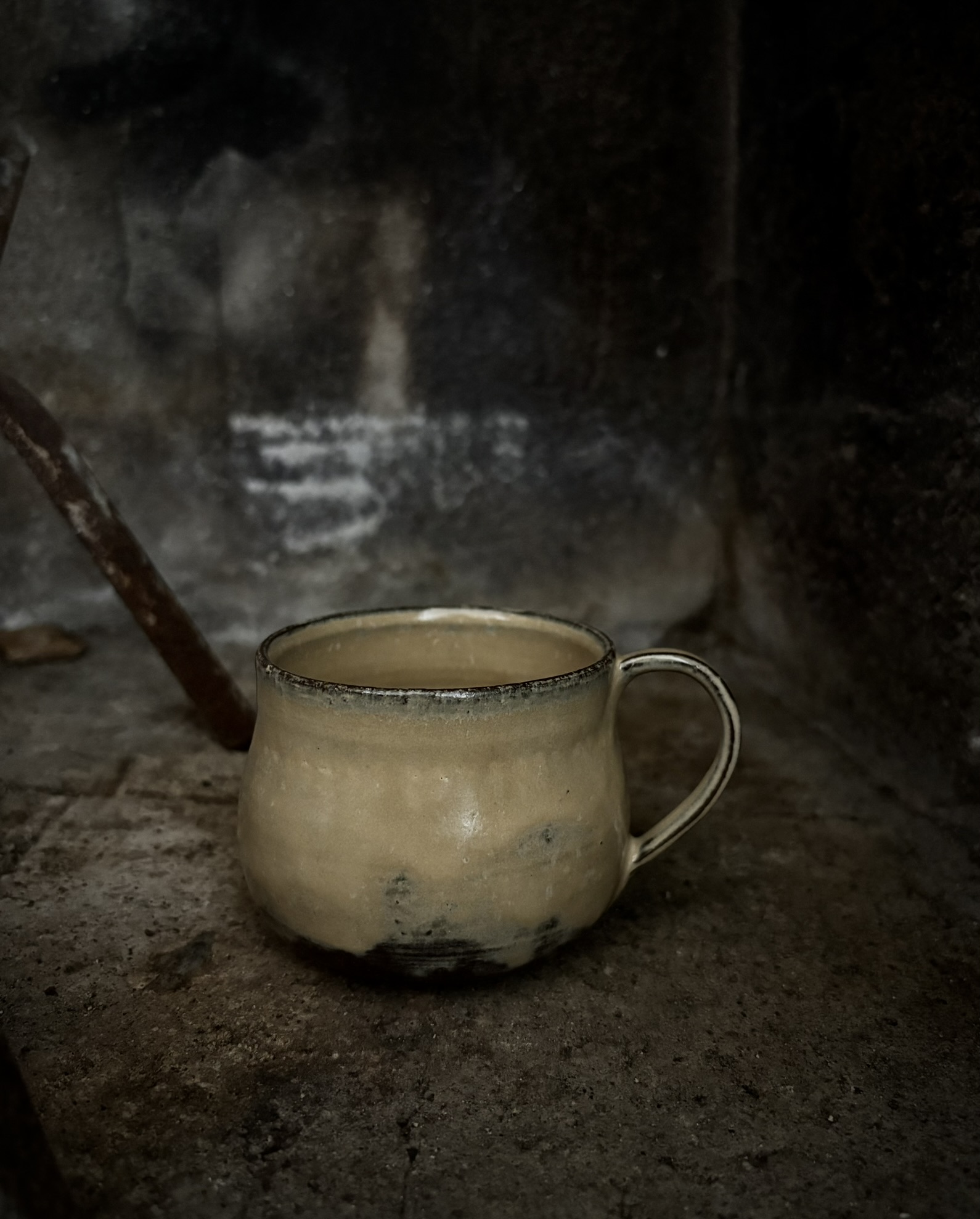 Handmade wheel-thrown stoneware mug