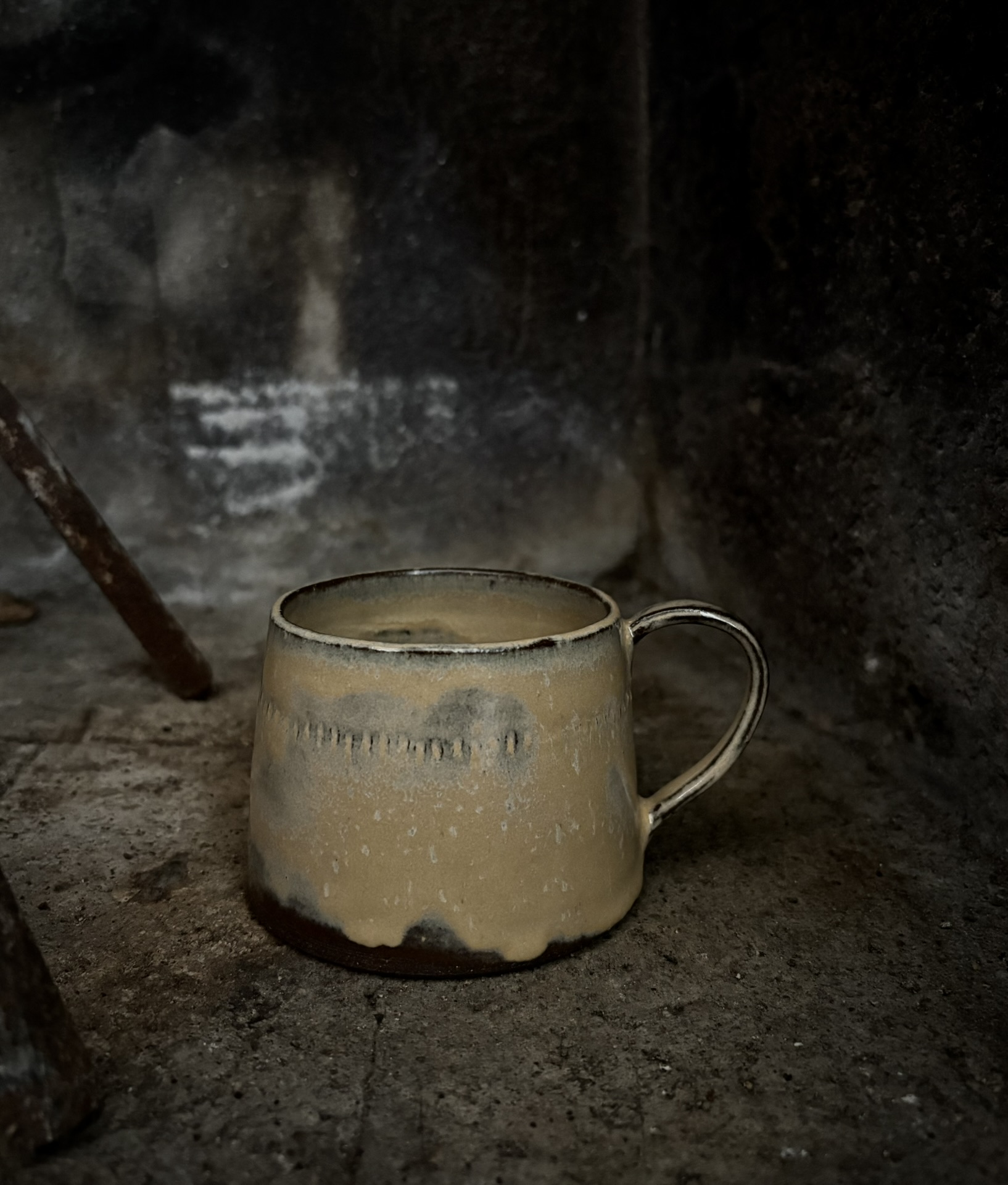 Handmade wheel-thrown stoneware mug