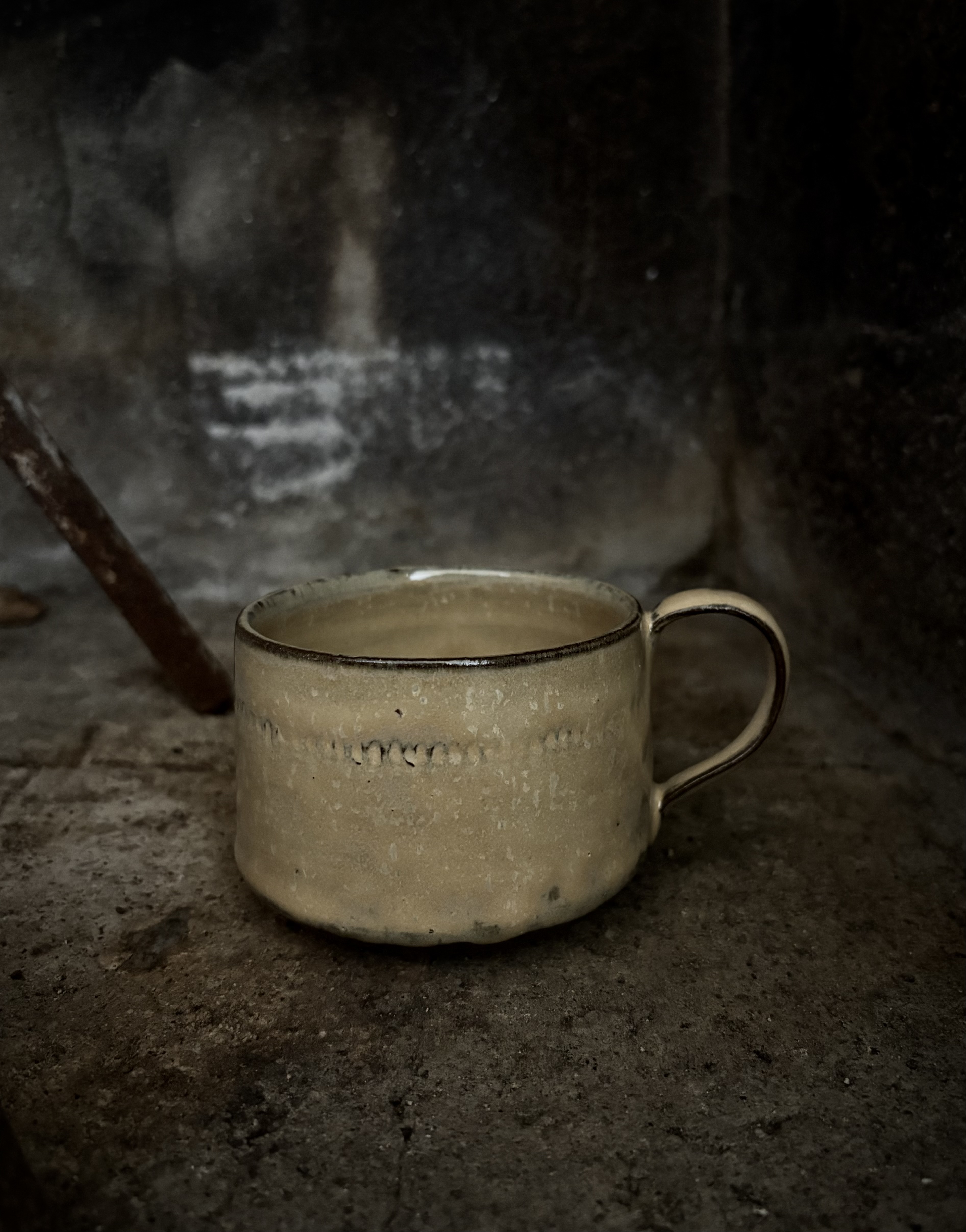Handmade wheel-thrown stoneware mug